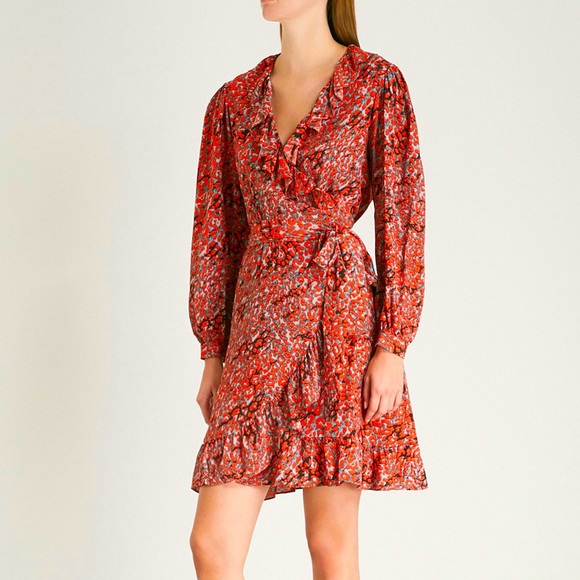 maje leopard wrap dress